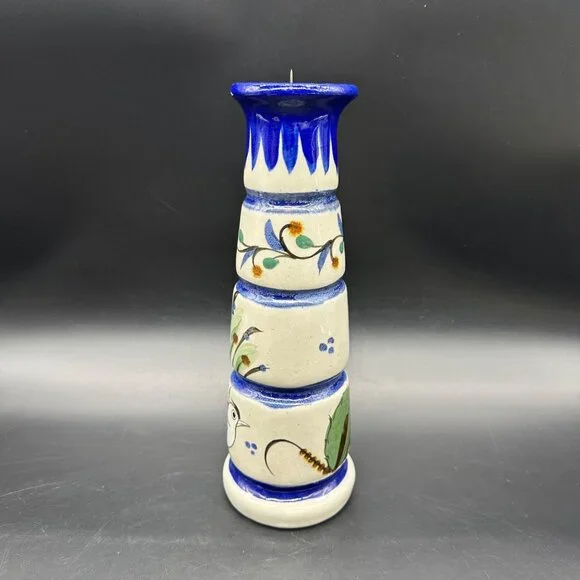 Vintage Ken Edwards Pottery Candle Holder Folk Art Bird Hand Painted Mexico - Picture 3 of 11